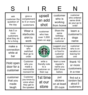 Customer Connection Bingo Card