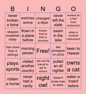 Bingo! Bingo Card