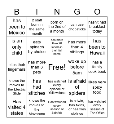 Find someone who... Bingo Card