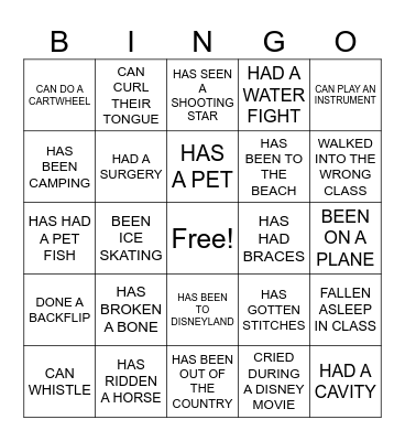 GET TO KNOW YOU BINGO Card