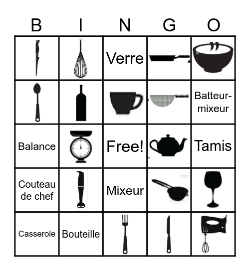 Ustensiles de Cuisine Bingo Card