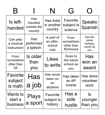 Find Someone Who... Bingo Card