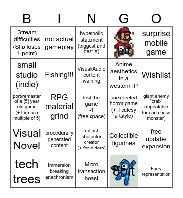 Game Trailer Reloaded Bingo Card