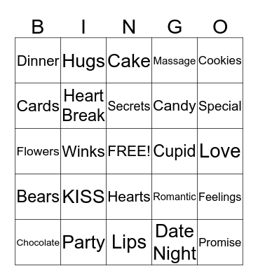 Vanetine's Day  Bingo Card