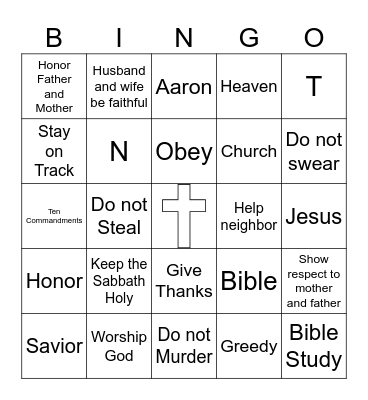 Ten Commandments Bingo Card