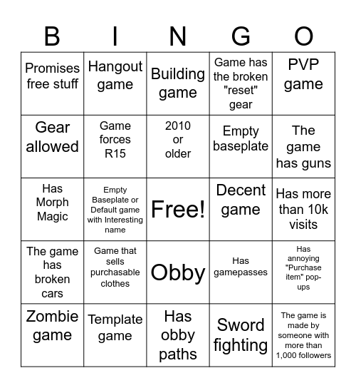 Place Roulette Bingo Card