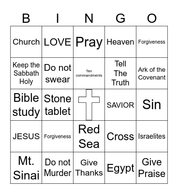 Ten Commandments Bingo Card