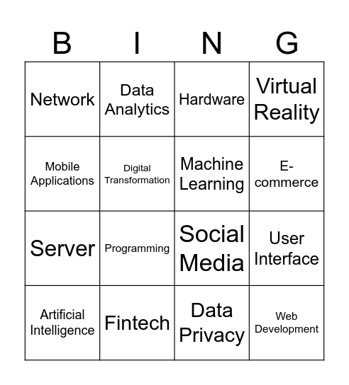 單字BINGO遊戲卡 Bingo Card