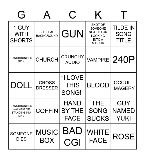 VISUAL KEI PV BINGO Card