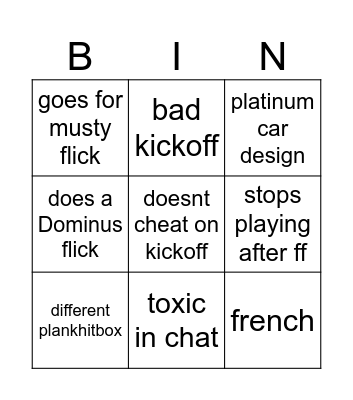 Dominus Bingo Card