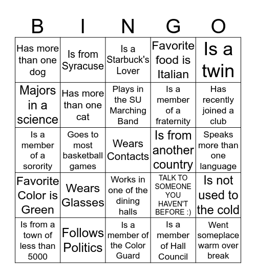 Do You Know Your Neighbors? Bingo Card