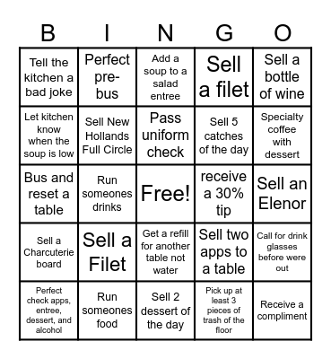Friday night Bingo Card