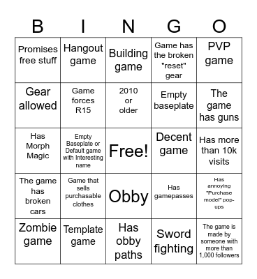 Place Roulette Bingo B) (WARNING: VERY EPIC) Bingo Card