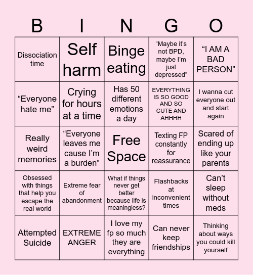 BPD BINGO Card