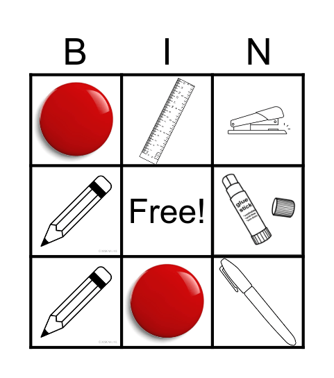 Stationary Bingo Card