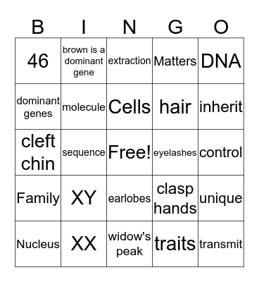 Genes Bingo Card
