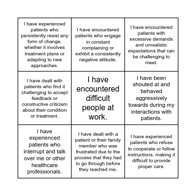 Difficult People Bingo Card