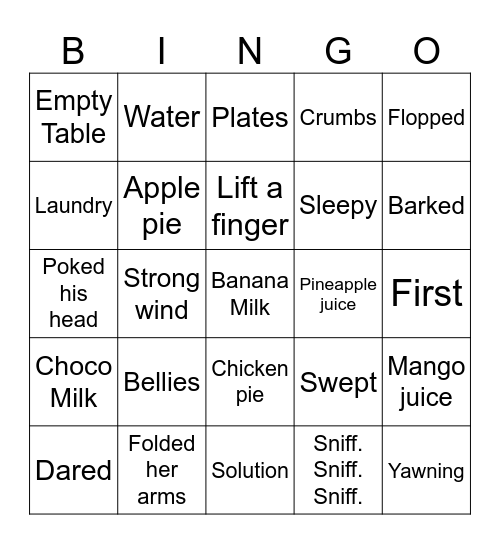 Shut The Door Bingo Card