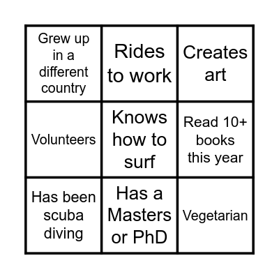 Team Bingo Card