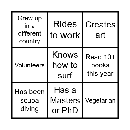 Team Bingo Card