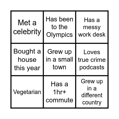 Team Bingo Card