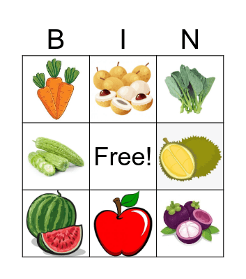 Fruits and Vegetables Bingo Card