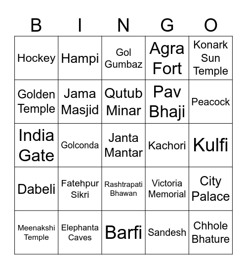 Independence Day Bingo Card