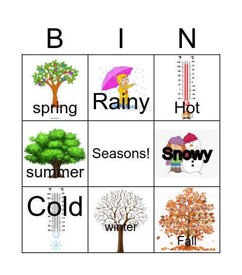 Seasons Bingo Card