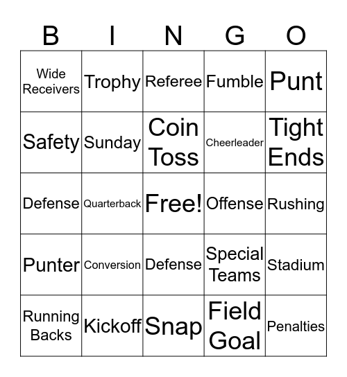 Super Bowl 2016 Bingo Card