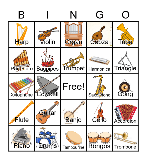 Instrument Bingo Card