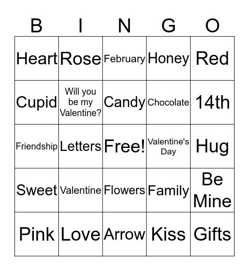 Valentine's Day Bingo Card