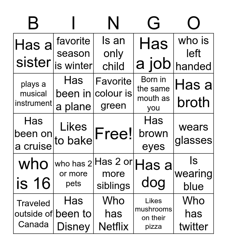get to know you bingo for teens