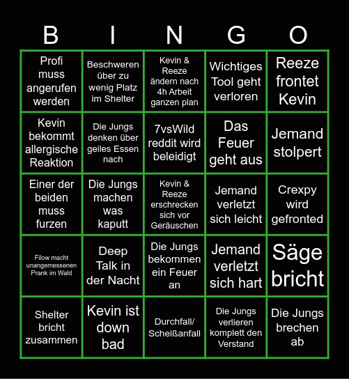 7vsWild Papaplatte x Reeze Bingo Card