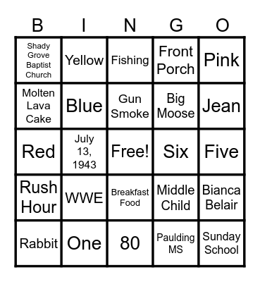 Barbara's Birthday Bingo Card