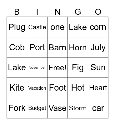 Language Bingo Card