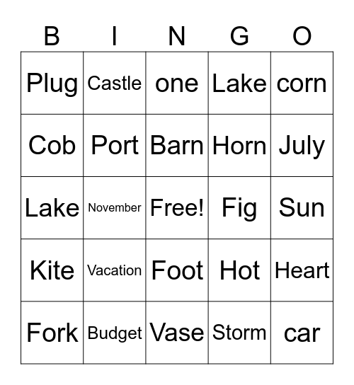 Language Bingo Card