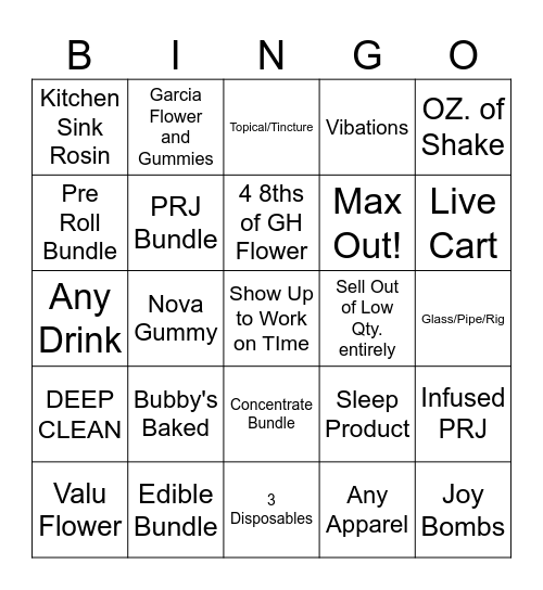 Greatest Hits Bingo Card