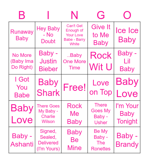 Kelli's Baby Shower Bingo! Bingo Card