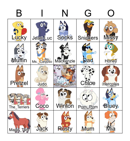 Bluey Bingo Card