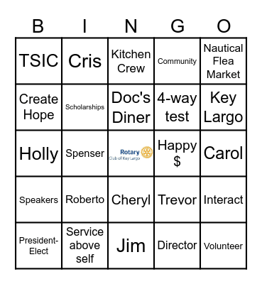 Rotary Club of Key Largo BINGO Card