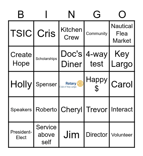 Rotary Club of Key Largo BINGO Card