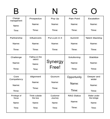 Buzzword Bingo Card