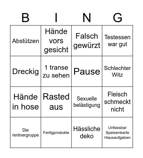 Bingo bongo Bingo Card