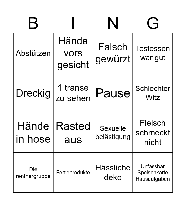Bingo bongo Bingo Card