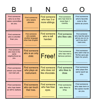 Find Someone Who... Bingo Card