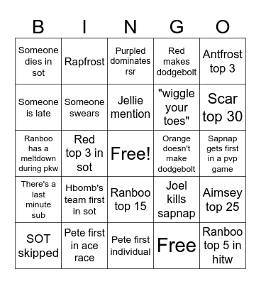 MCC 32 Bingo Card