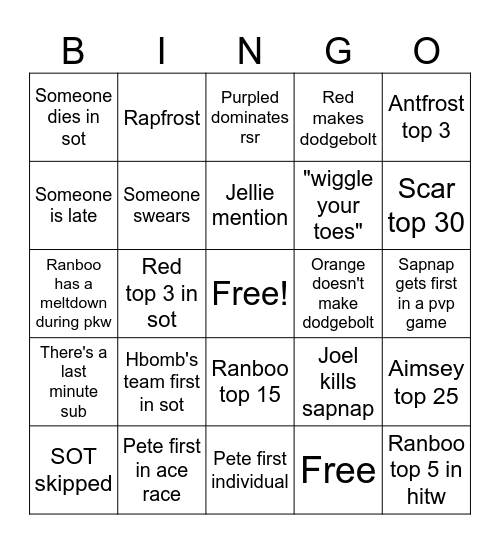 MCC 32 Bingo Card