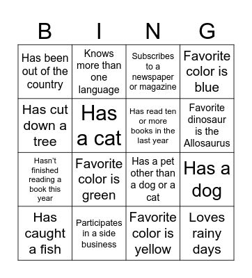 Get to Know Your Colleagues Bingo Card