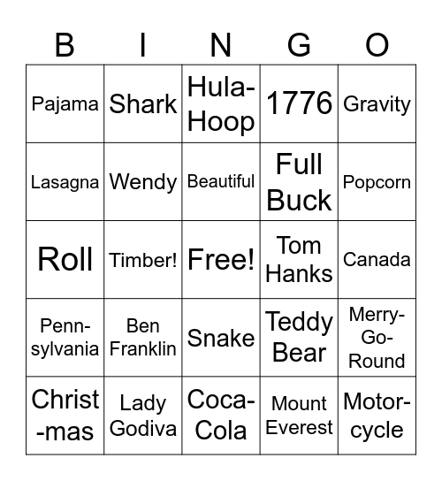 July Trivia Bingo Card
