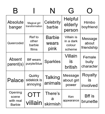 Barbie Bingo Card